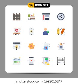 Paquete de 16 colores planos comerciales para el corazón; participación; romántico; usuario; paquete editable izquierdo de elementos de diseño de vectores creativos