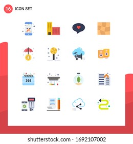Conjunto de 16 paquetes de colores planos comerciales para Halloween; protección; corazón; inversión; paquete editable warp de elementos de diseño de vectores creativos