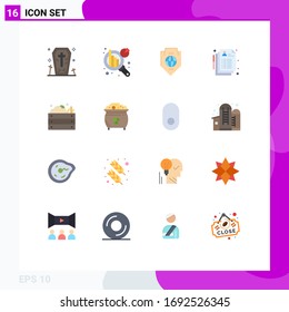 Set of 16 Commercial Flat Colors pack for farming; record; world; medical; care Editable Pack of Creative Vector Design Elements