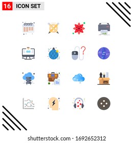 Conjunto de 16 paquetes de colores planos comerciales para el usuario; hardware; camomila; impresión; paquete editable digital de elementos de diseño de vectores creativos