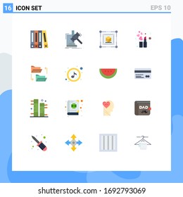 Set of 16 Commercial Flat Colors pack for sharing; file; cube; document; makeup Editable Pack of Creative Vector Design Elements