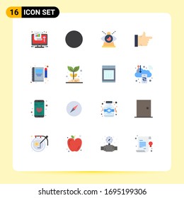 Conjunto de 16 envases de colores planos comerciales para la nota; pulgar hacia arriba; negocios; similares; providence Editable Pack of Creative Vector Design Elements