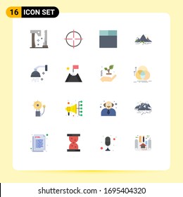 Set of 16 Commercial Flat Colors pack for cosmetics; bathroom; grid; scene; landscape Editable Pack of Creative Vector Design Elements
