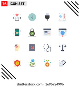 Set of 16 Commercial Flat Colors pack for temperature; low; downloads; holiday; products Editable Pack of Creative Vector Design Elements