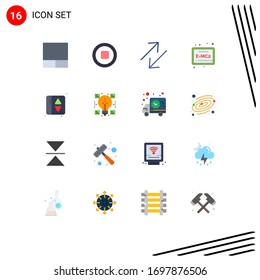 Paquete de 16 colores planos comerciales para compartir; ideas; consejo de administración; creativo; ascensor puerta Editable Paquete de elementos de diseño de vectores creativos
