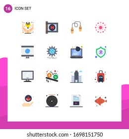 Conjunto de 16 unidades de colores planos comerciales para el mundo; Pascua; ejercicio; vacaciones; paquete editable de flores con elementos de diseño de vectores creativos