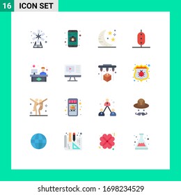 Set of 16 Commercial Flat Colors pack for consulting; vegetable; bar; peas; food Editable Pack of Creative Vector Design Elements