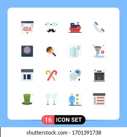 Set of 16 Commercial Flat Colors pack for football; game; steamboat; live; phone Editable Pack of Creative Vector Design Elements