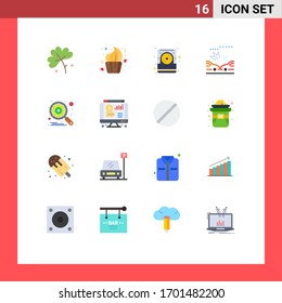 Set of 16 Commercial Flat Colors pack for gear; accidents; dessert; crash; electronic Editable Pack of Creative Vector Design Elements