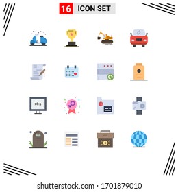 Set of 16 Commercial Flat Colors pack for document; agreement; marketing; vehicle; truck Editable Pack of Creative Vector Design Elements