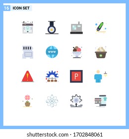 Conjunto de 16 unidades de colores planos comerciales para empresas; memoria; el comercio; hardware; paquete editable de marcadores de elementos de diseño de vectores creativos