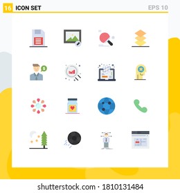 Set of 16 Commercial Flat Colors pack for work; stack; racket; layers; ball Editable Pack of Creative Vector Design Elements