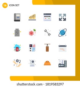 Set of 16 Commercial Flat Colors pack for energy; eco; interface; battery; direction Editable Pack of Creative Vector Design Elements
