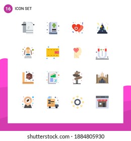 Set of 16 Commercial Flat Colors pack for joker; night; heart; party; switch Editable Pack of Creative Vector Design Elements