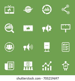 Set Of 16 Commercial Icons Set.Collection Of Share, Placard, Journal And Other Elements.