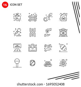 Conjunto de 16 paquetes de líneas comerciales para green; ecología; bomba de fiesta; bio; elementos de diseño de vectores editables de espacio
