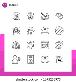 Conjunto de 16 paquetes de Outlines Comerciales para descuentos; venta; patrocinador; etiqueta; elementos de diseño de vectores editables de ideas