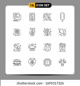 Set of 16 Commercial Outlines pack for badge; sport; wedding; commentator; hobby Editable Vector Design Elements
