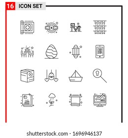 Conjunto de 16 paquetes de Outlines Comerciales para la fiesta; los accesorios; servicios jurídicos; americano; tabla de oficina Elementos de diseño de vectores editables