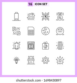 Set of 16 Commercial Outlines pack for files; first; crowdfunding; position; award Editable Vector Design Elements