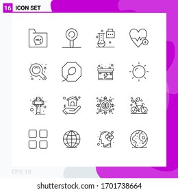 Set of 16 Commercial Outlines pack for zoom in; plus; new science concepts; beat; medical Editable Vector Design Elements