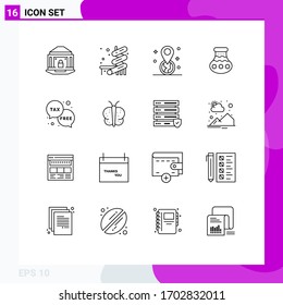 Set of 16 Commercial Outlines pack for duty; pongal; geolocation; water; pot Editable Vector Design Elements