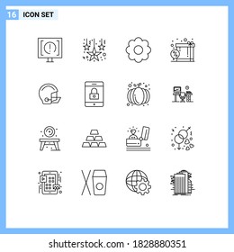 Set of 16 Commercial Outlines pack for football; american; flower; shopping; discount Editable Vector Design Elements