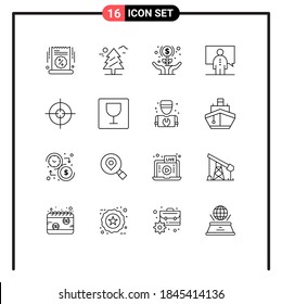 Set of 16 Commercial Outlines pack for person; conference; canada; communication; hands Editable Vector Design Elements