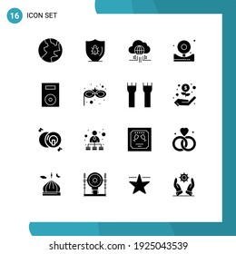 Set of 16 Commercial Solid Glyphs pack for electronics; fire; internet; bell; alarm Editable Vector Design Elements