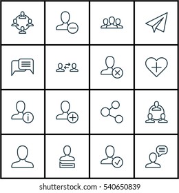 Set Of 16 Communication Icons. Includes Business Exchange, Startup, Favorite Person And Other Symbols. Beautiful Design Elements.