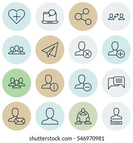 Set Of 16 Communication Icons. Includes Mail Notification, Insert Person, Business Exchange And Other Symbols. Beautiful Design Elements.