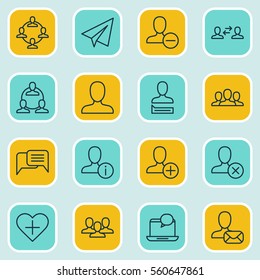 Set Of 16 Communication Icons. Includes Online Letter, Teamwork, Team And Other Symbols. Beautiful Design Elements.