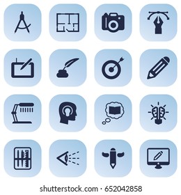 Set Of 16 Constructive Icons Set.Collection Of Writing, Science, Arrow And Other Elements.