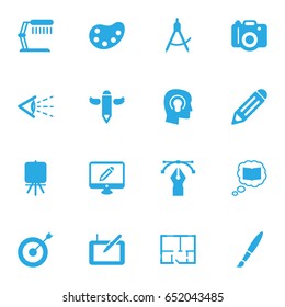 Set Of 16 Constructive Icons Set.Collection Of Gadget, Brush, Screen And Other Elements.