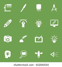Set Of 16 Constructive Icons Set.Collection Of Science, Pen, Writing And Other Elements.
