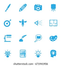 Set Of 16 Constructive Icons Set.Collection Of Artist, Arrow, Look And Other Elements.