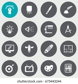 Set Of 16 Constructive Icons Set.Collection Of Case, Arrow, Pen And Other Elements.