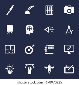 Set Of 16 Constructive Icons Set.Collection Of Writing, Arrow, Brush And Other Elements.