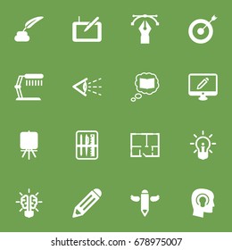Set Of 16 Constructive Icons Set.Collection Of Writing, Science, Scheme And Other Elements.