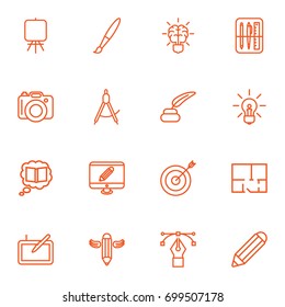 Set Of 16 Constructive Outline Icons Set.Collection Of Idea, Property Plan, Easel And Other Elements.