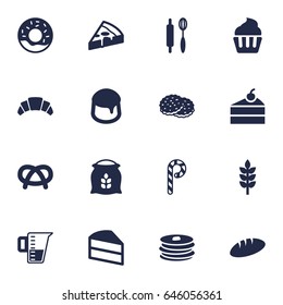 Set Of 16 Cook Icons Set.Collection Of Sweetmeat, Snack, Pepperoni And Other Elements.
