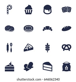 Set Of 16 Cook Icons Set.Collection Of Potholders, Whisk, Sweetmeat And Other Elements.