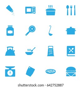 Set Of 16 Cooking Icons Set.Collection Of Teapot, Saucepan, Saltshaker And Other Elements.