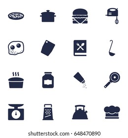 Set Of 16 Cooking Icons Set.Collection Of Sandwich, Cooking Instruction, Chef Cap Elements.