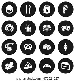 Set Of 16 Cooking Icons Set.Collection Of Slice Bread, Crepe, Measurement And Other Elements.