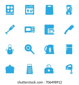 Set Of 16 Cooking Icons Set.Collection Of Cutting, Mixer, Pan And Other Elements.