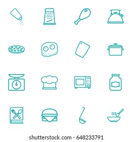Set Of 16 Cooking Outline Icons Set.Collection Of Soup, Pan, Ladle And Other Elements.
