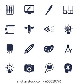 Set Of 16 Creative Icons Set.Collection Of Case, Science, Bulb And Other Elements.