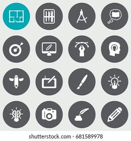 Set Of 16 Creative Icons Set.Collection Of Science, Arrow, Pencil And Other Elements.
