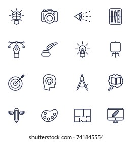 Set Of 16 Creative Outline Icons Set.Collection Of Target, Knowledge, Vision And Other Elements.